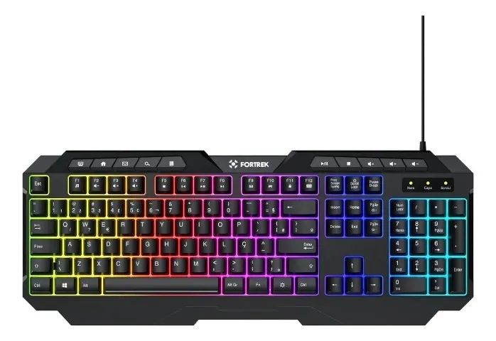Teclado Gamer Fortrek Shortcut, Rainbow, Abnt2 Membrana Loja Coimbra Computadores Entrega - Foto 5