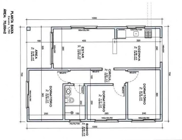 Planta baixa - Desenho técnico