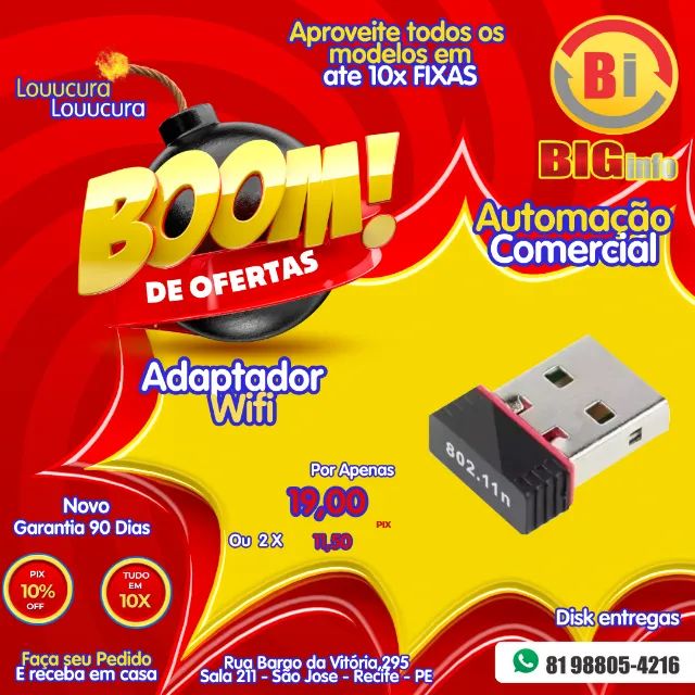 Adaptador Wifi Usb Para Pc Sinal Wifi Wirele Sem Fio  