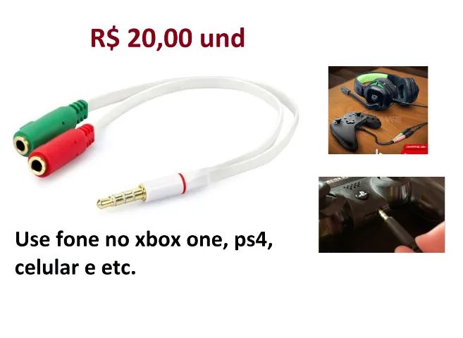 Cabo adaptador 2 p2 Fêmea p/ 1 P3 macho // 2 P2 Macho para 1 P3 Fêmea - Foto 3