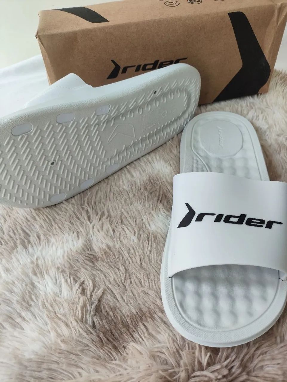 Chinelo Slide Rider step esfera massageadora masculino Grendene Branco - Foto 3