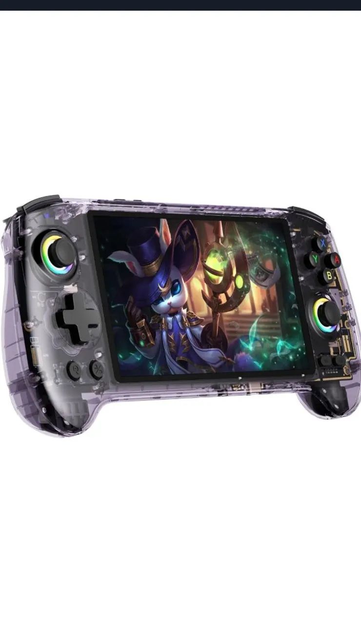 Anbernic RG 557 roxo transparente _ Portátil Emulador Premium
