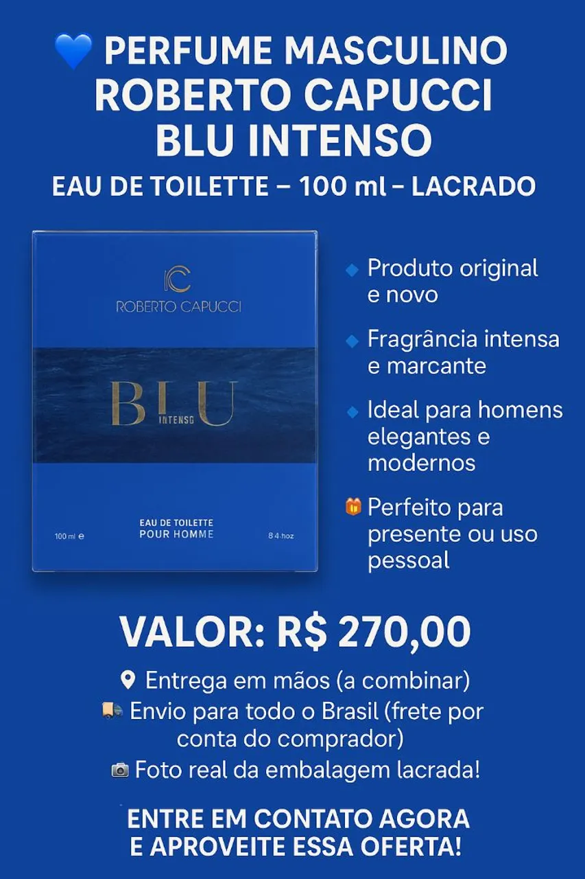 Perfume Roberto Capucci Blu Intenso Eau de Toilette 100ml