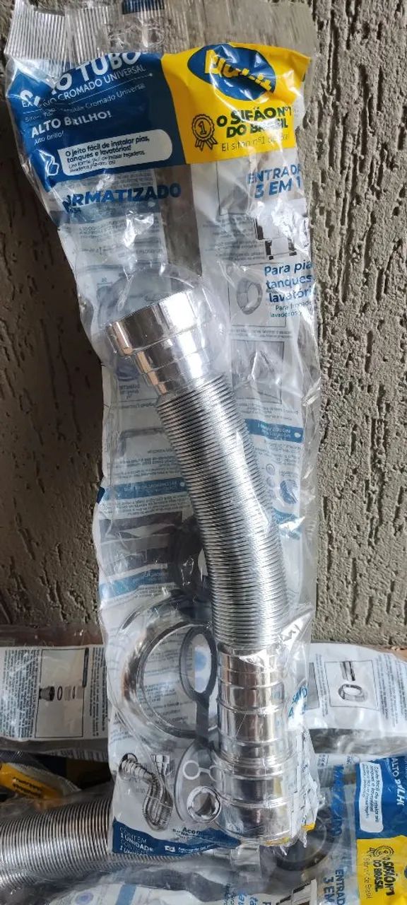 Sifão tubo extensivo universal com canopla cromado blukit ( Unidade ) - Foto 2