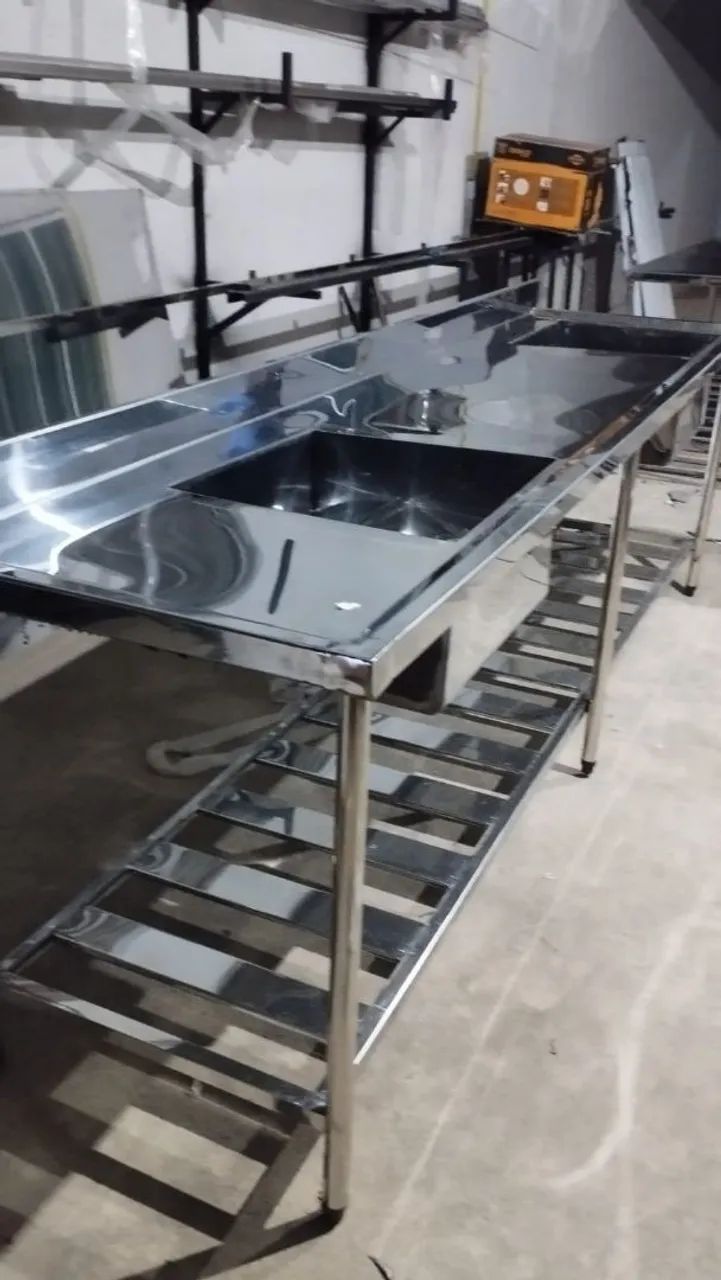 Bancada com cubas / tanque/ inox p cozinha industrial - Foto 6
