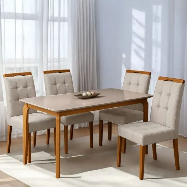 Mesa Alegra 120 Cinamomo/Off White com 4 Cadeiras Sophia - Foto 5