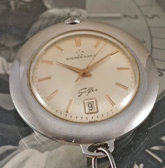 Vintage relógio de bolso AUTOMÁTICO Eterna Matic - Golfer - Antigo - Foto 2