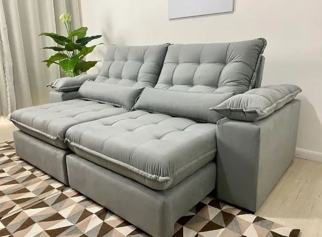 Direto da Fábrica Sofá 2,0m Retrátil e Reclinável com Pillow 20 e almofadas nos braços!