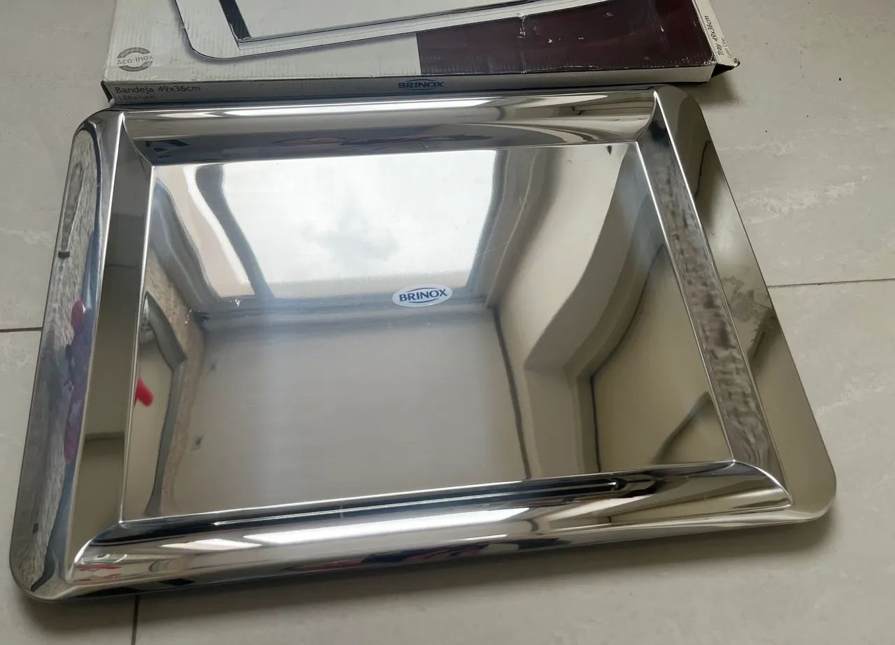 Bandeja inox Brinox linha Lyon 49x36 cm nova - Foto 3