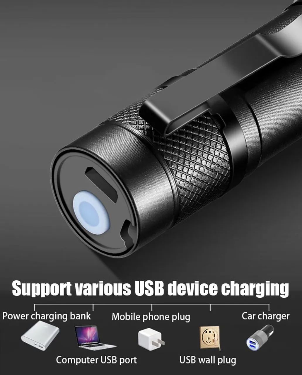 Lanterna mini zoom recarregável usb - Foto 5