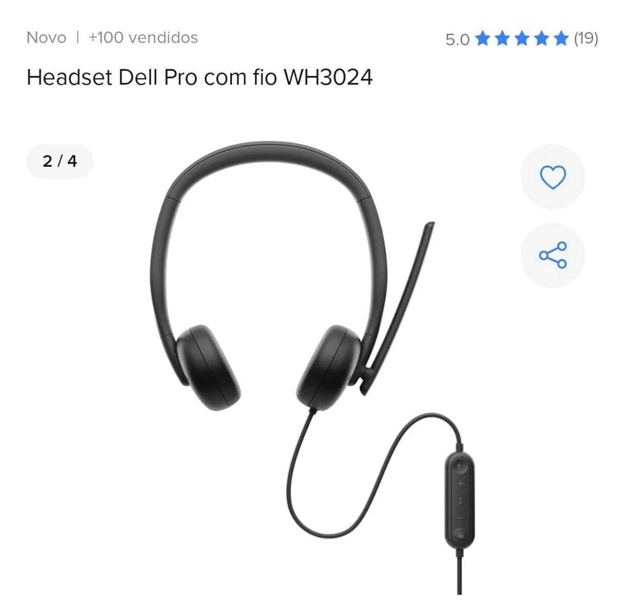 Headset Dell Pro com fio WH3024 *LACRADO*
