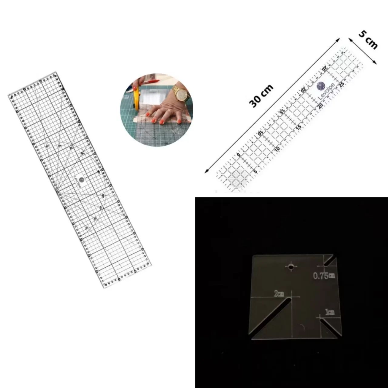 Réguas de Corte para costura e modelagem - 3 peças