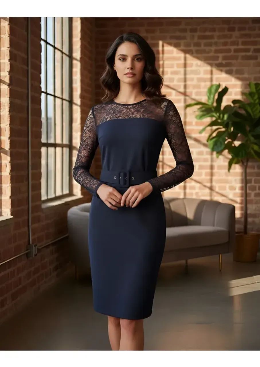 vestido preto com renda e cinto da marca talita kume - Foto 2
