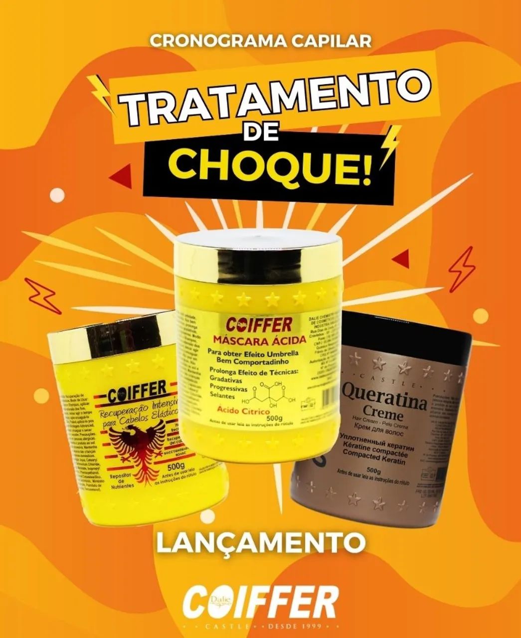 Kit de tratamento para cronograma capilar com 3 máscaras de 500g. 