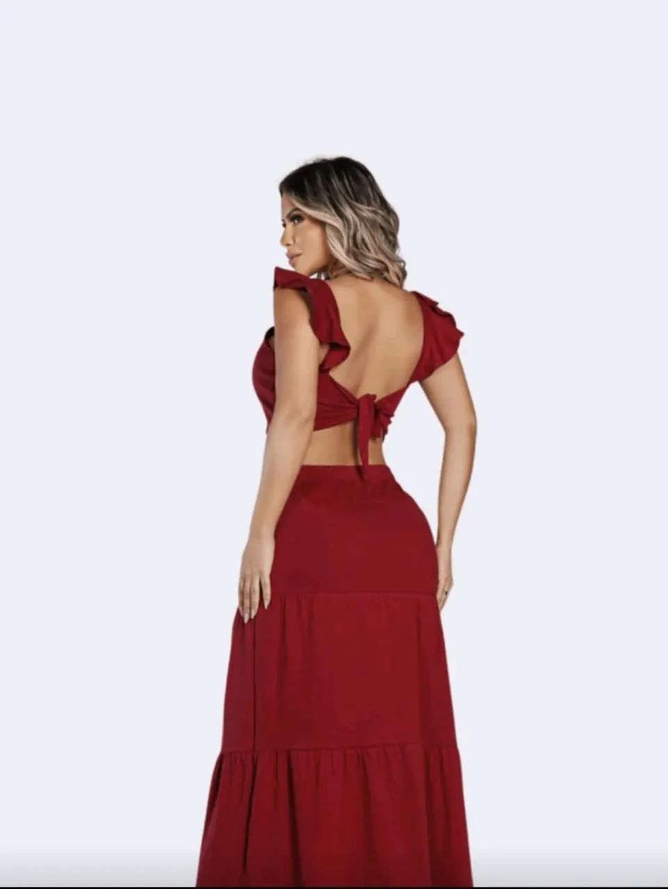 Conjunto cropped ajustável e saia cintura alta G - Foto 2