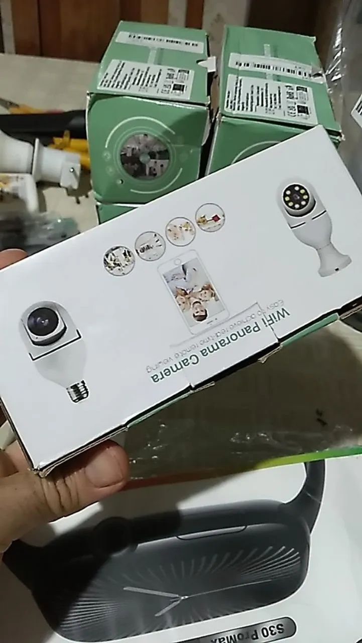 Câmera Lâmpada de Segurança Wi-Fi  som e imagem , leitor de cartão, 360° giro  - Foto 6