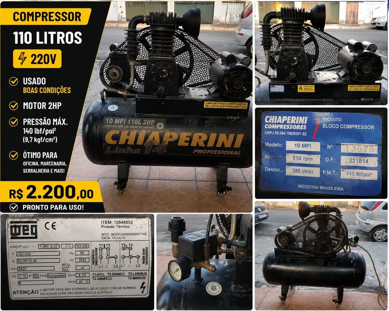 Compressor CHIAPERINI 110L<br>Compressor chiaperini 110ltitulo<br>Compressor chiaperini 110l