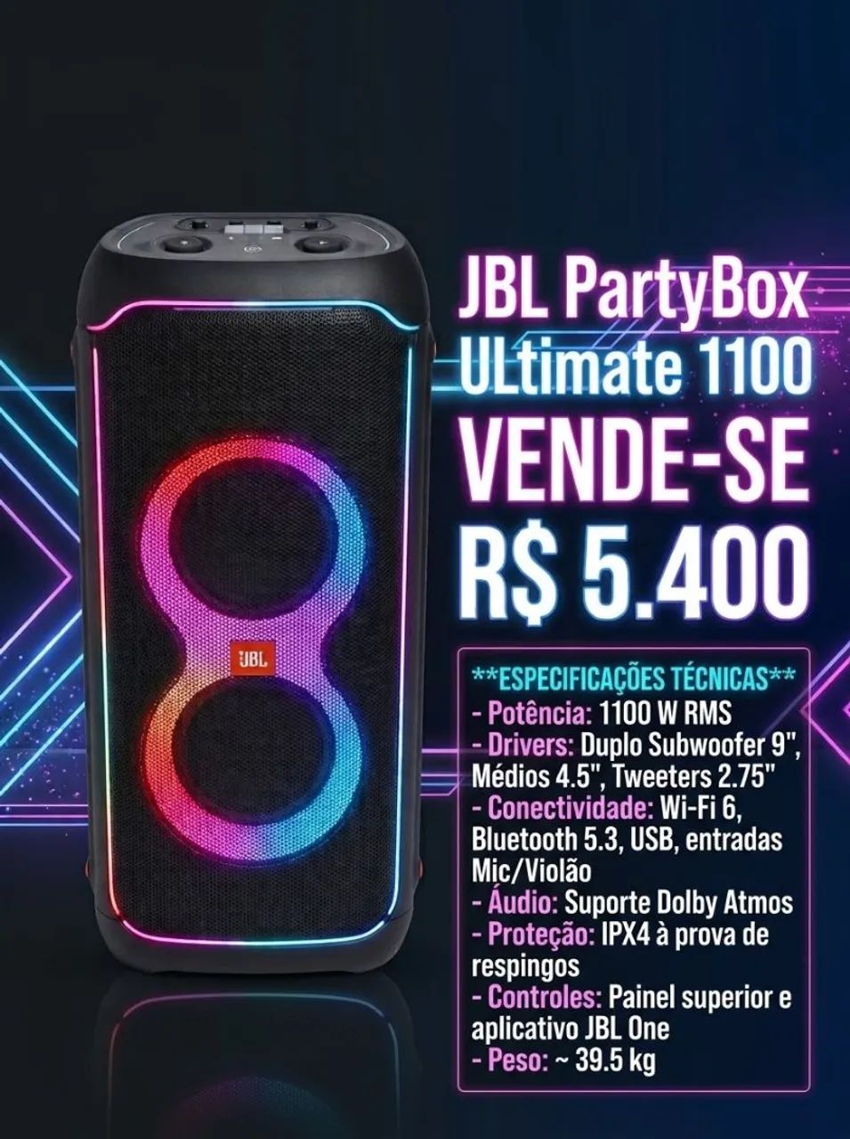 Vendo JBL PartyBox Ultimate 1100