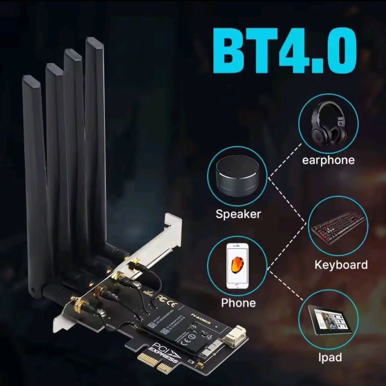 Placa de rede wireless Bcm94360cd 4 antenas Fenvi - Foto 3
