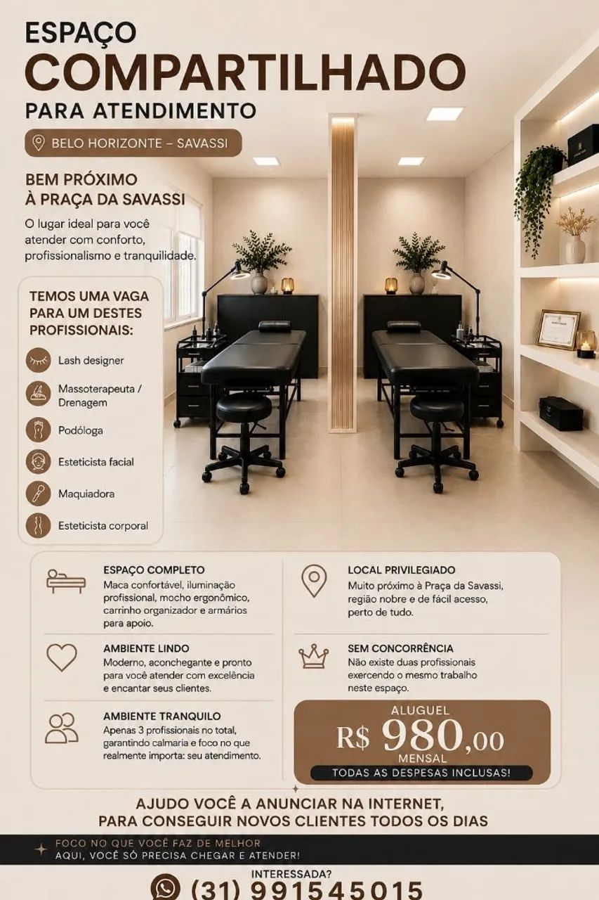 ESPAÇO COMPARTILHADO PERTINHO DA PRAÇA DA SAVASSI