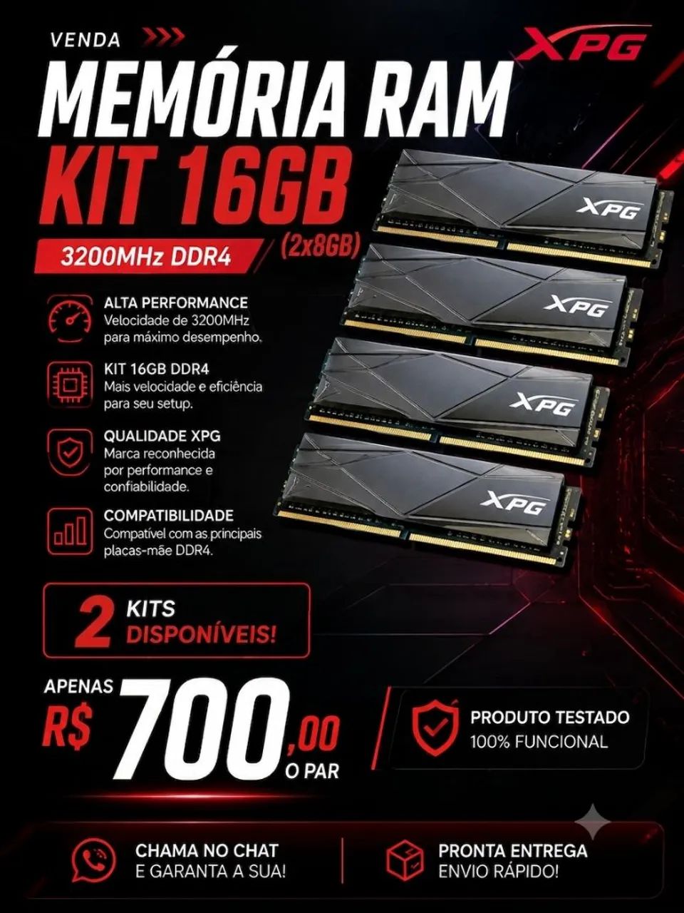 Memórias ram 16gb 