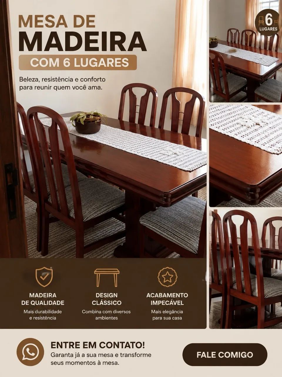 Mesa de seis lugares  - Foto 2