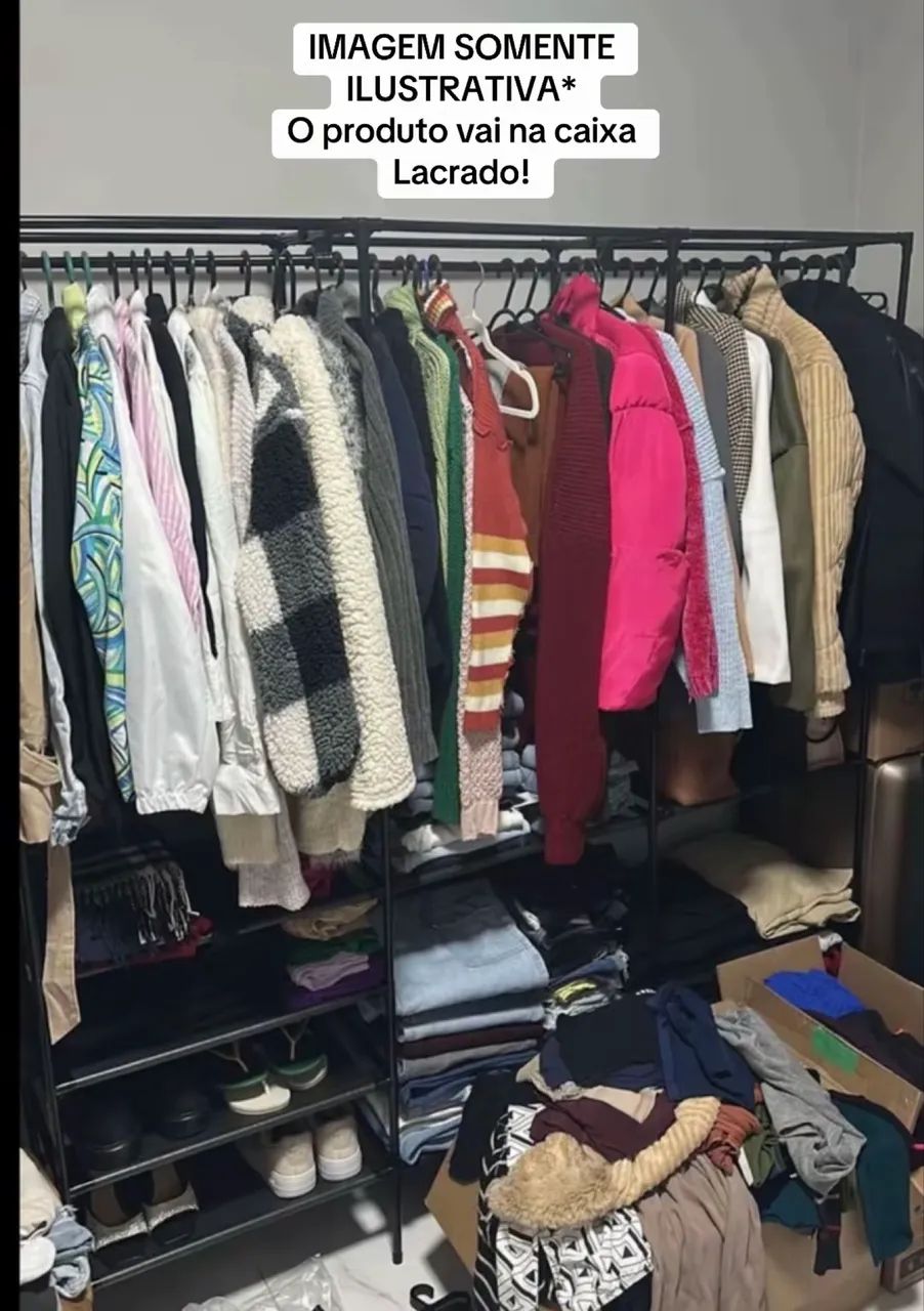 Arara de Roupas Grande Mini Closet 160cm com Prateleiras - Nova - Foto 2