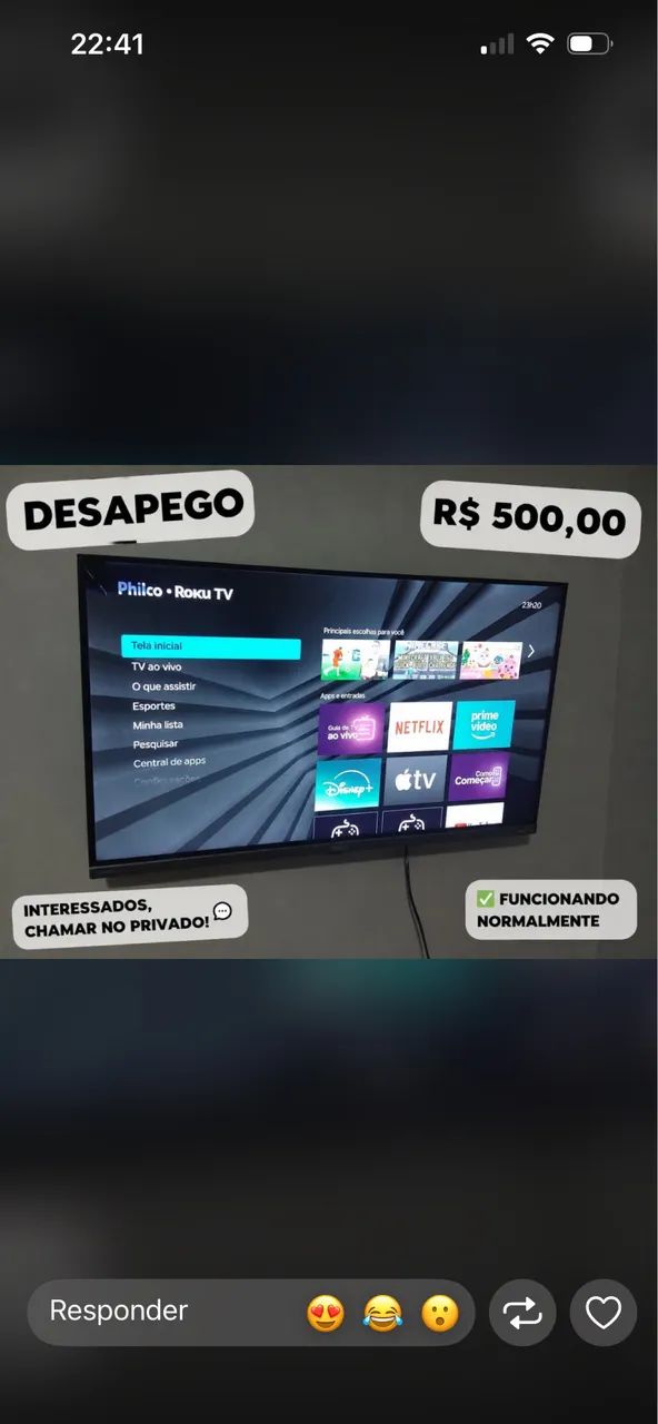 Tv 32 polegadas Philco com pequena reparação na tela 