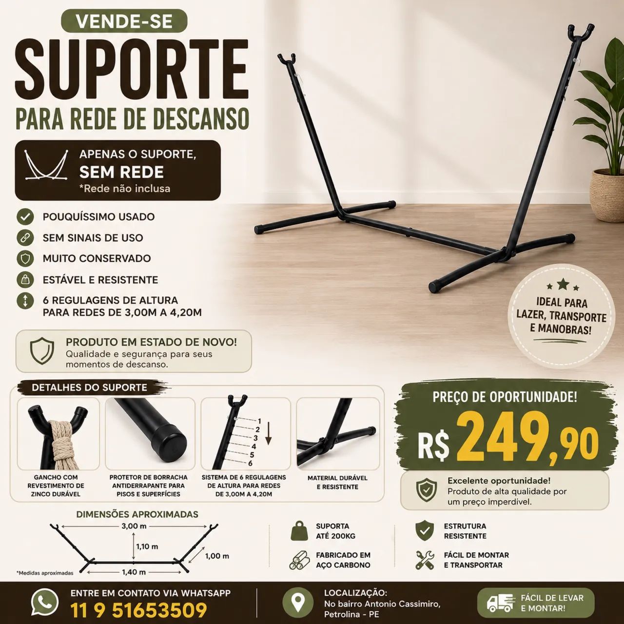 Suporte para rede de descanso