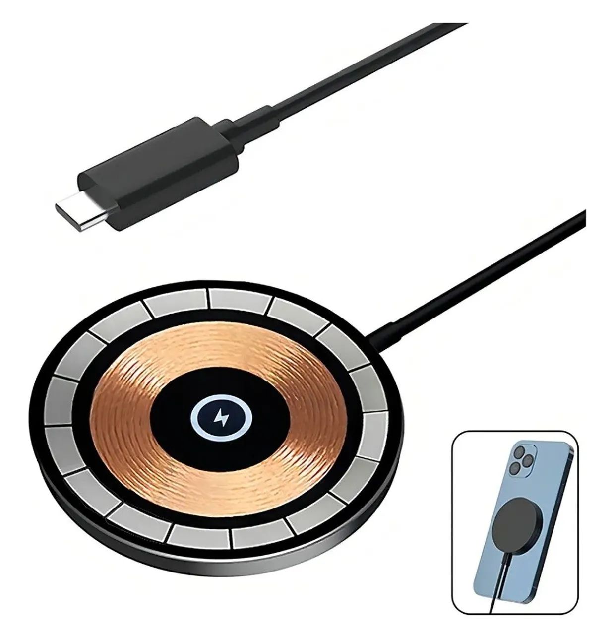 CARREGADOR MAGNETICO SEM FIO 15W OR-IC067 - Foto 3