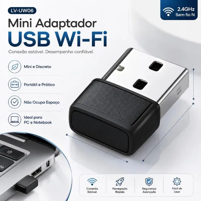 Adaptadores Wi-Fi USB para PC e Notebook | Kit com 2 | Funcionando - Foto 3