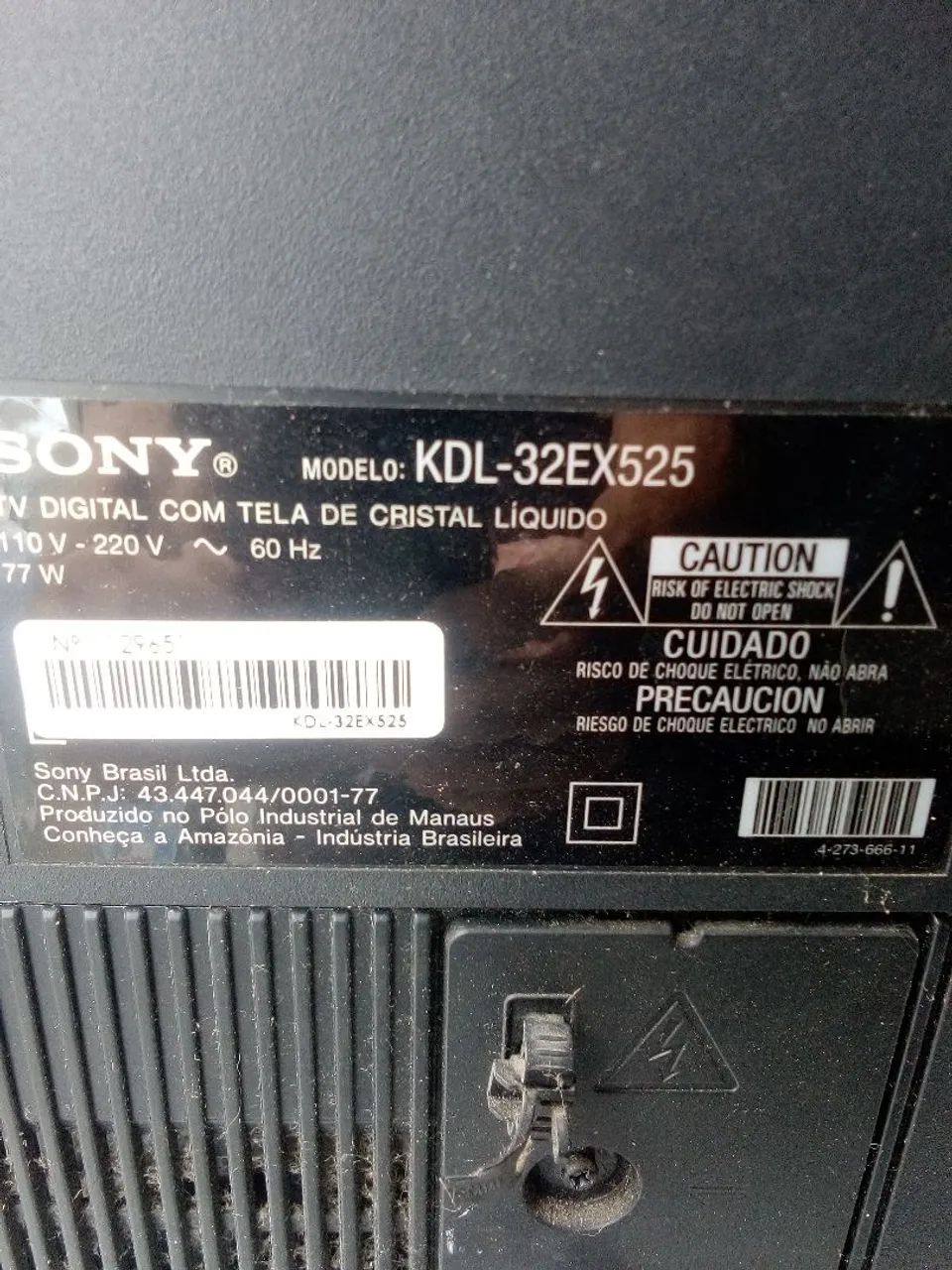 TV Sony 32 " Led Tela Quebrada KDL- 32EX525