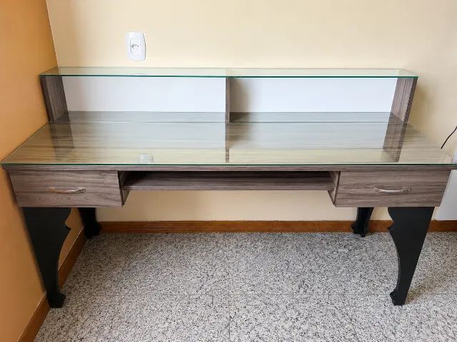 Mesa de Escritório Perfini com Tampo de Vidro - Foto 2