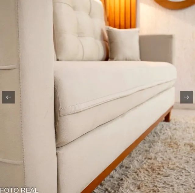 Sofá Califórnia Elegance 3 Lugares Veludo Bege - Foto 3