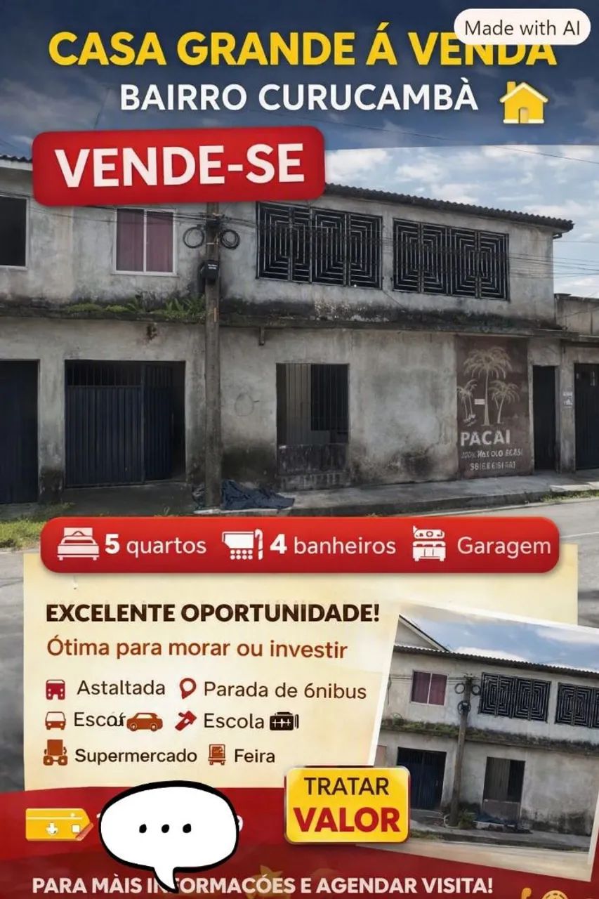 Casa de 02 pavimentos com 05 quartos