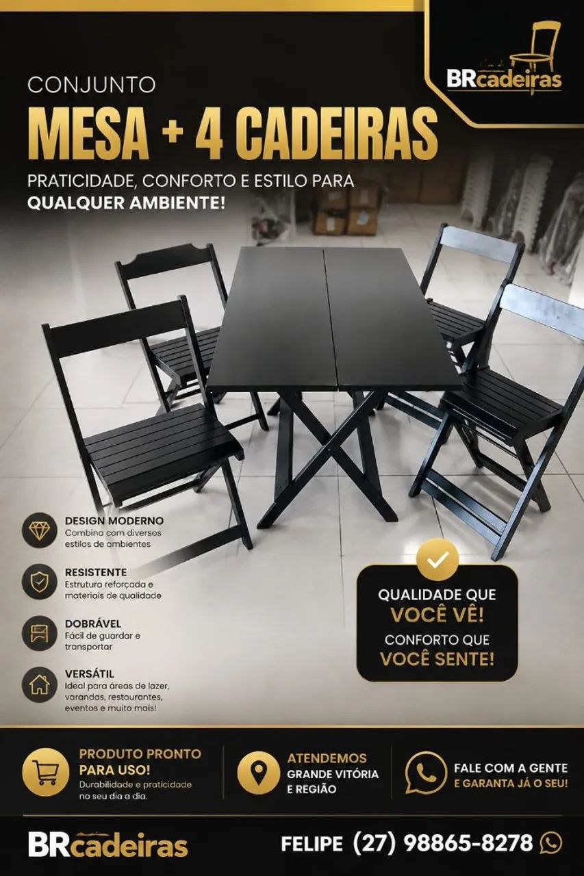 Jogo De Mesa e Cadeira De Madeira 