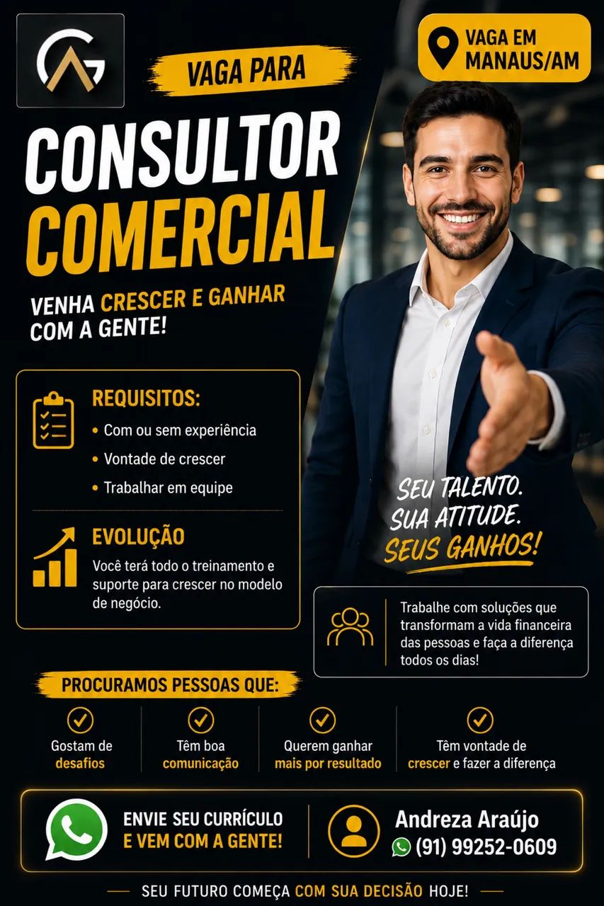Vaga para consultor de vendas 