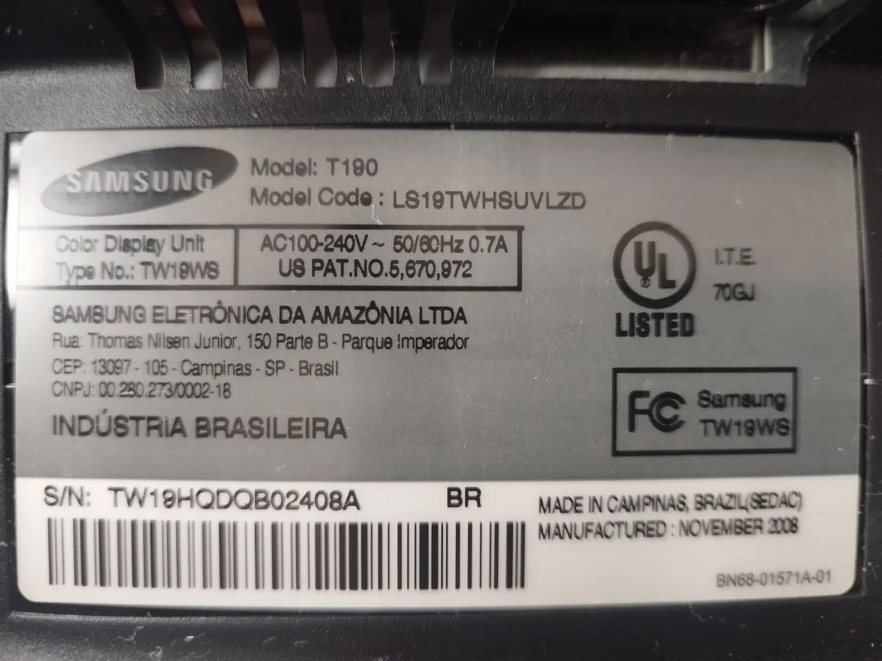 Monitor Samsung T190 COM DEFEITO - Foto 5