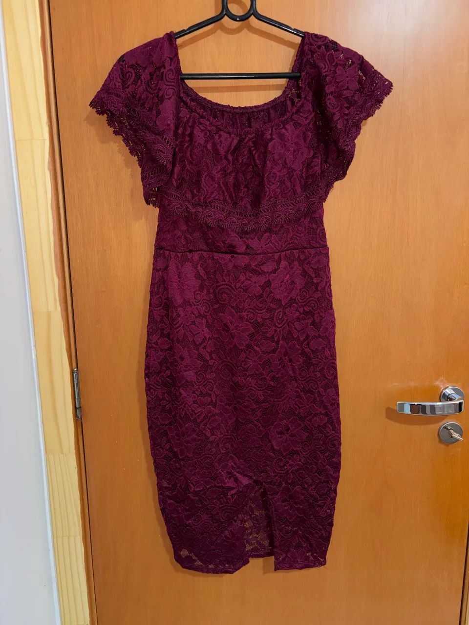 Vestido de festa midi - vinho de renda  - Foto 2