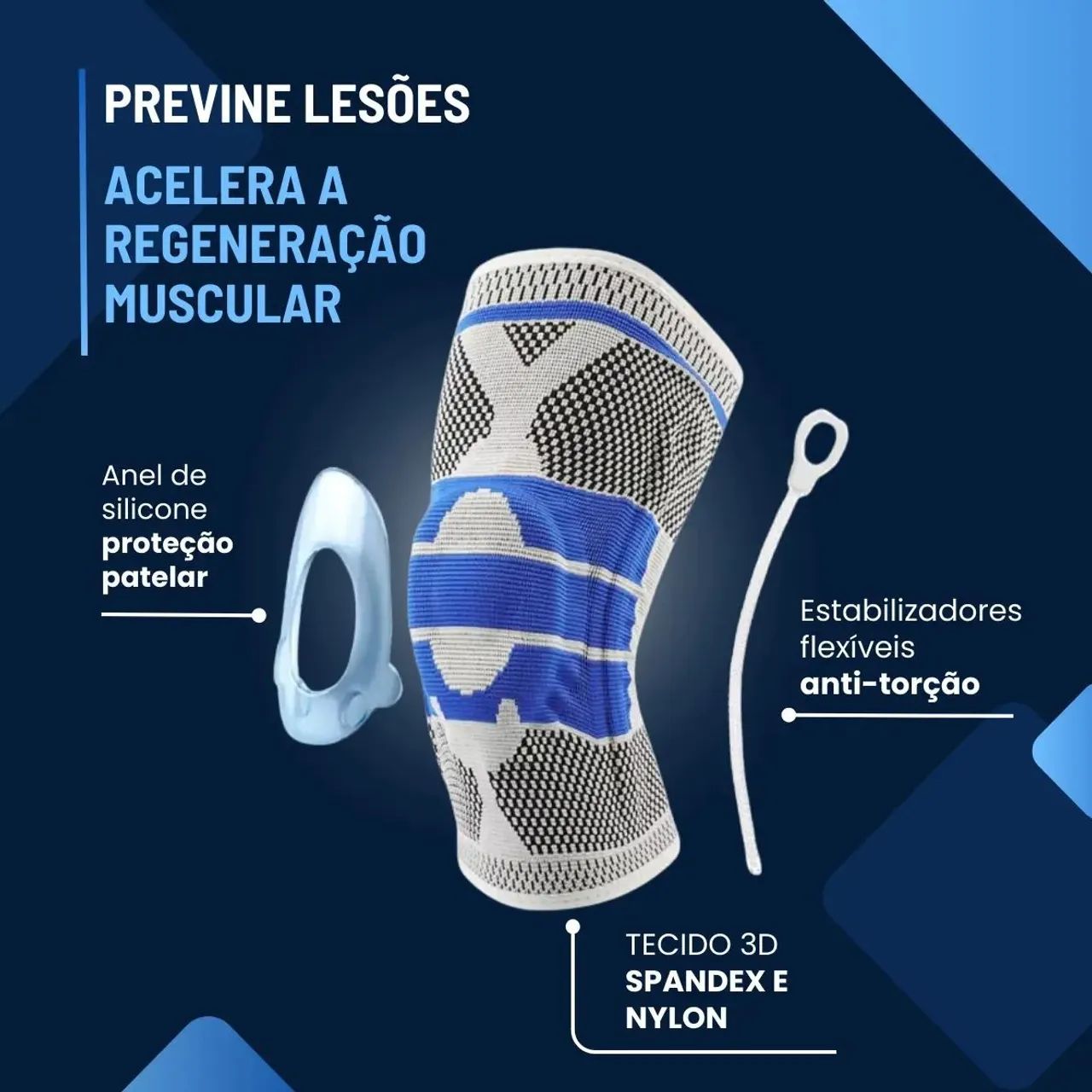 Joelheira  proteção articulada compreensão silicone 3d - Foto 2