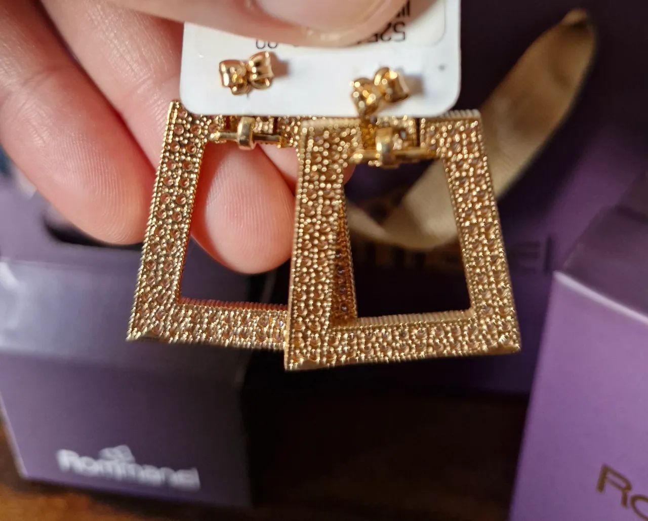 NOVA Semijoia Rommanel Brinco Banhado Ouro 18k - Original  - Foto 3