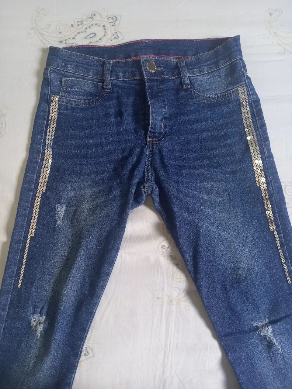 Calça jeans com elastano feminina tamanho 14 - Foto 2