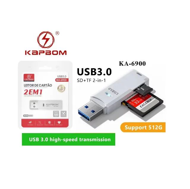 Leitor de cartão Sd e Micro Sd Usb 3.0 Kapbom