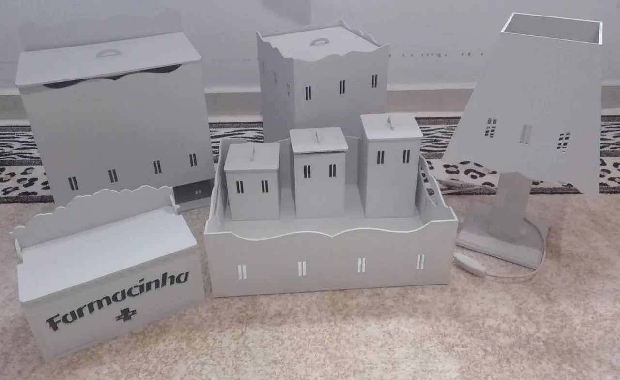 Kit bebê 8 peças em mdf