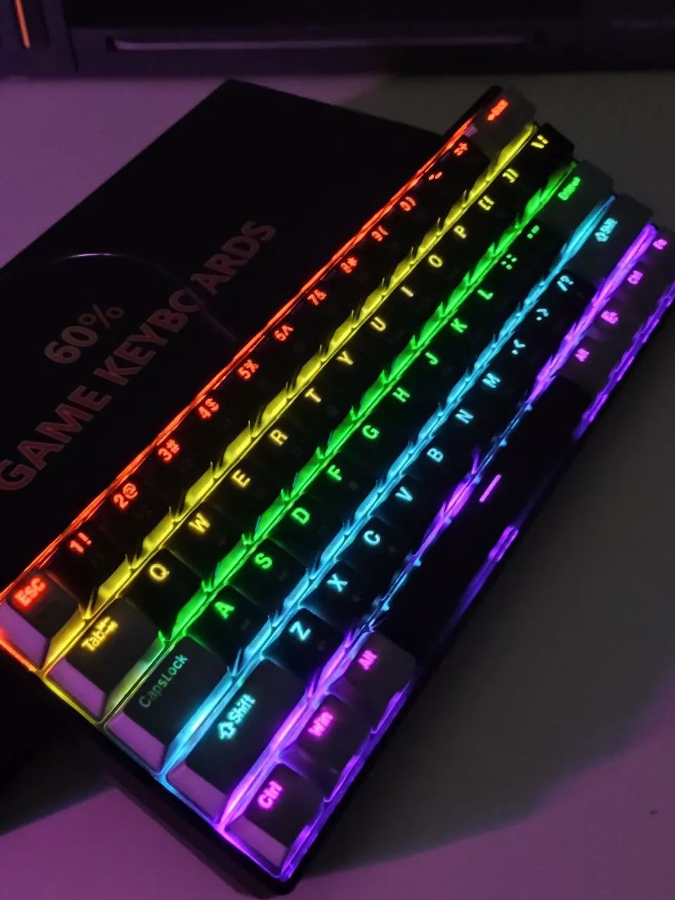 Teclado mecânico 60% switch azul RGB 