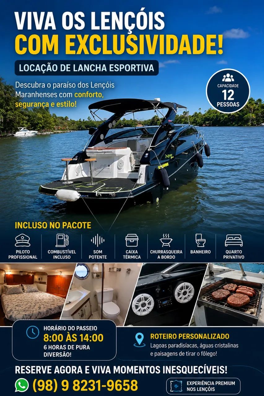 Locação de Lancha exclusiva em Barreirinhas!!!