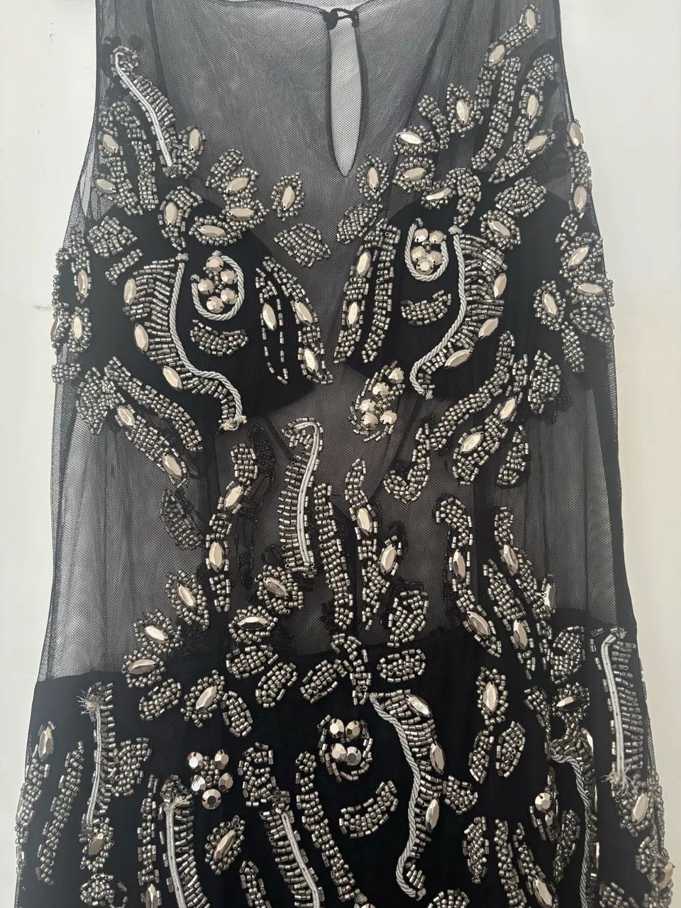 Vestido com pedraria e transparência Patrícia Bonaldi
