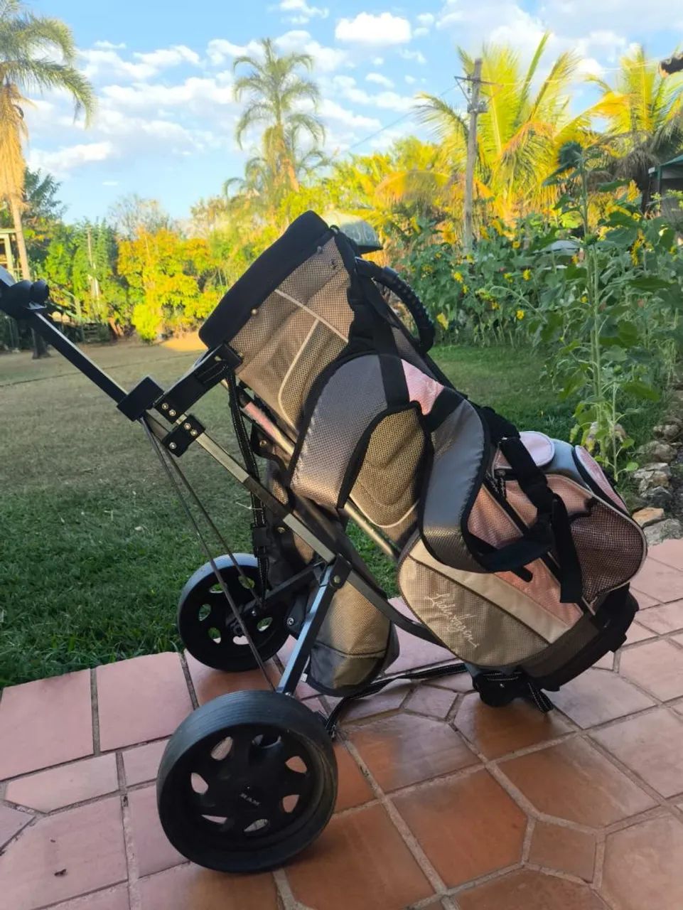 Kit tacos de golf com carrinho, bolsa e bolas - Foto 3