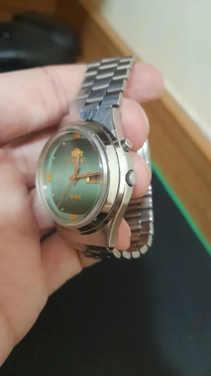 Orient Automático 3 Estrelas Vintage - Verde Claro Sunburst - Foto 2
