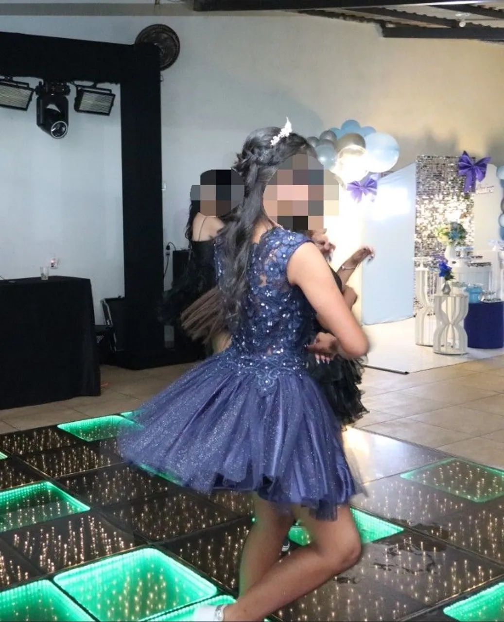 Vestido de Debutante 2 em 1 Azul com Brilho - Foto 5